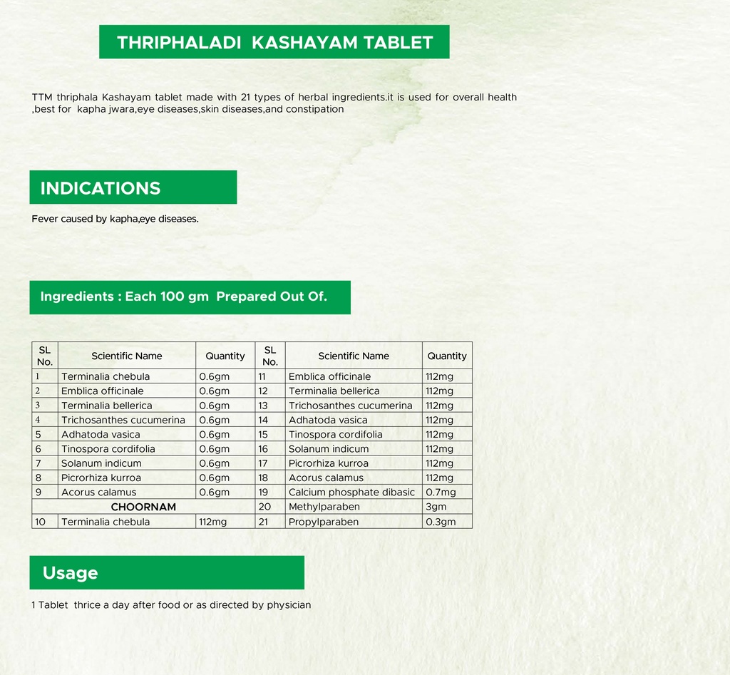 Thriphaladi Kashayam Tablet 